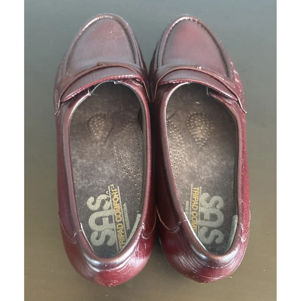 SAS Womens Easier Slip-On Loafer US 8.5 Antique Wine Leather Tripad Comfort Shoe
